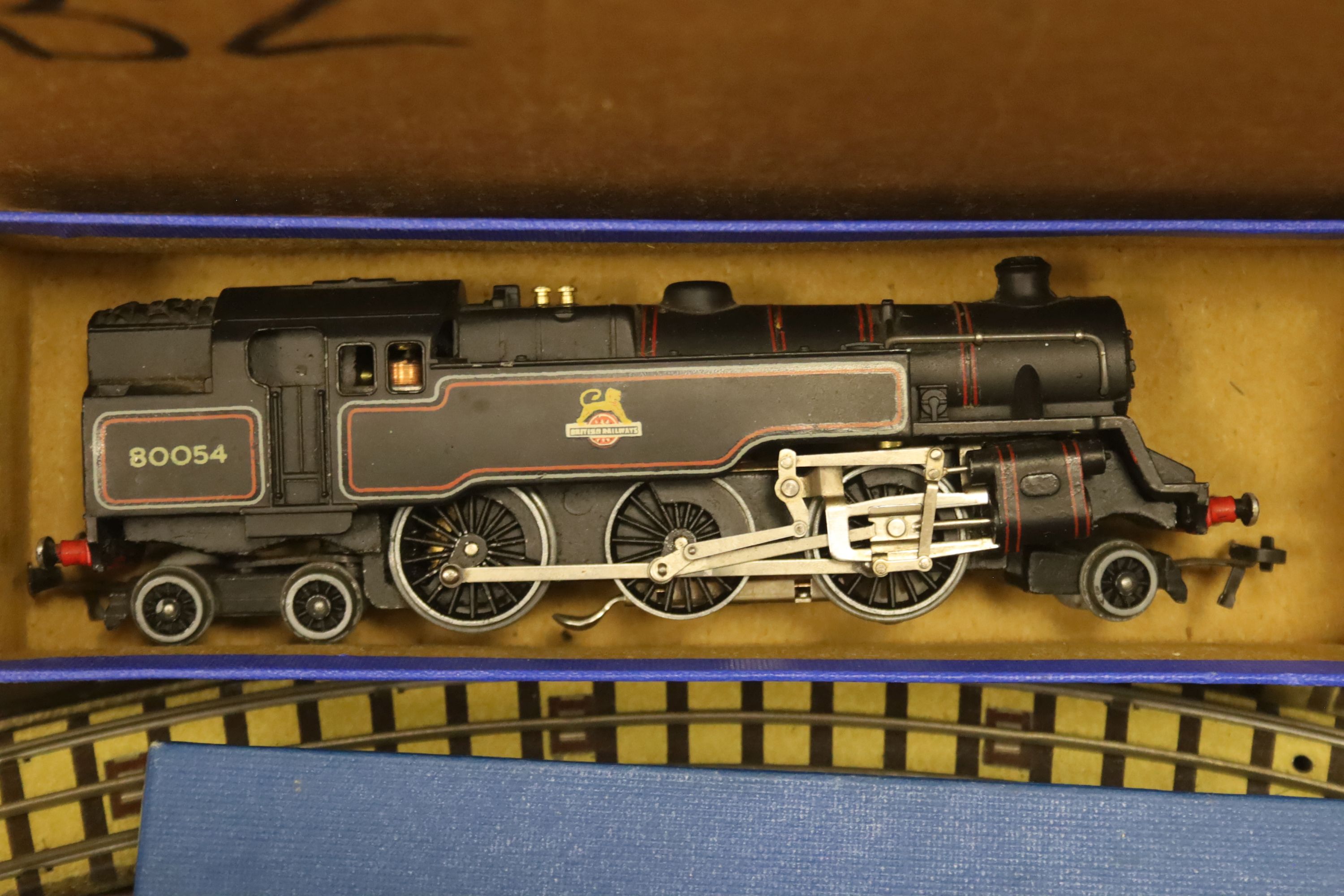 A Hornby Dublo EDG7 tank goods train set, an EDL 18 2-6-4 tank locomotive boxed, one other locomotive and accessories